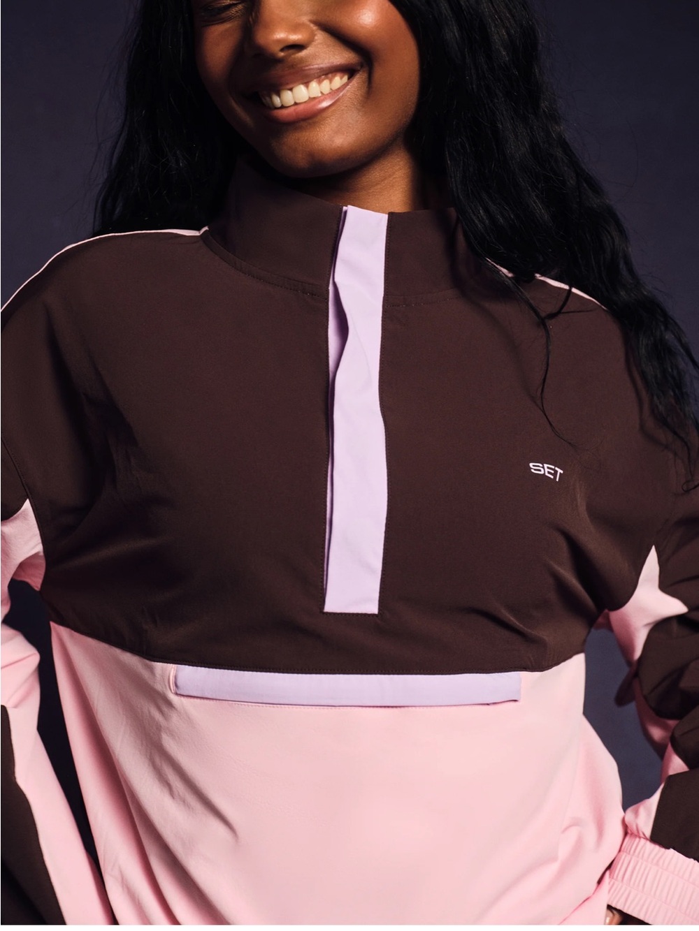 SET Active Pink and Brown Colorblock Pullover Jacket ❌Sold❌